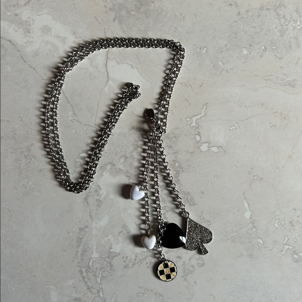 Silver and Black Charm Necklace